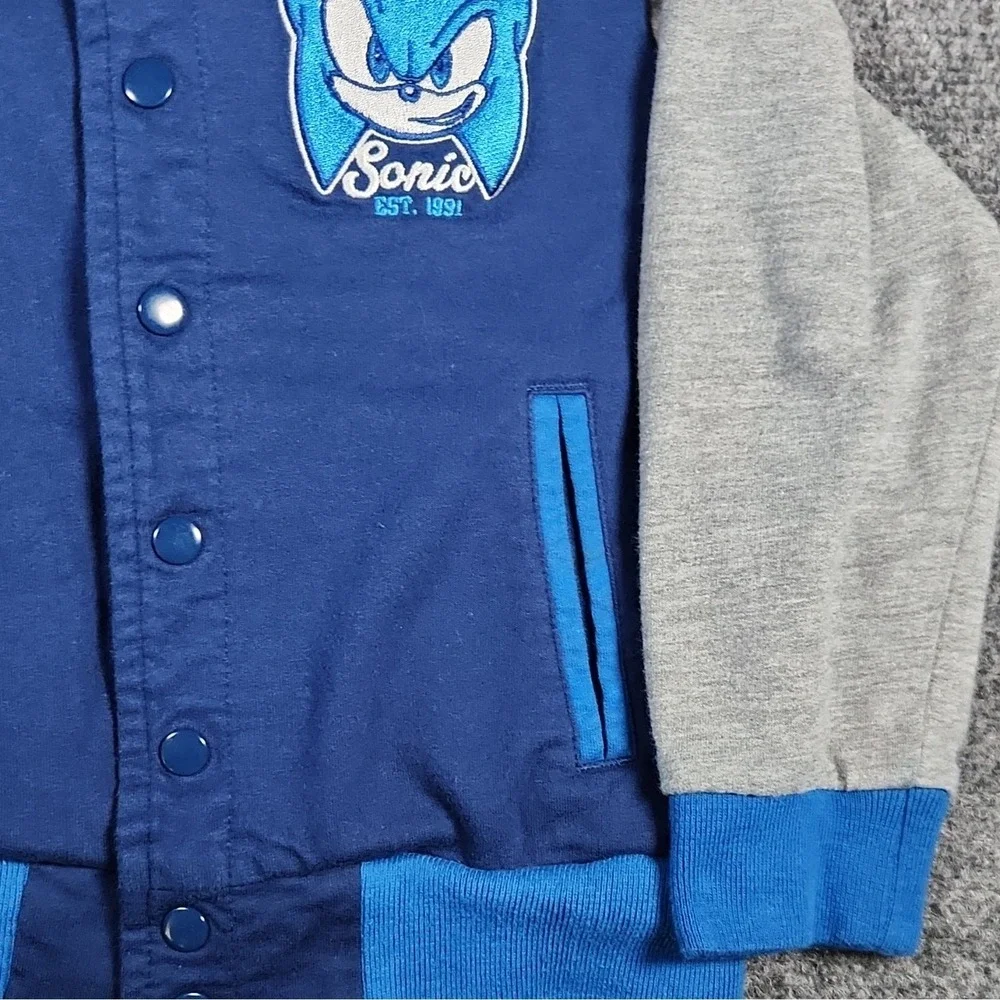 SEGA Sonic The Hedgehog Boys Varsity Bomber Jacket Size 4/5 Huge Chenille Back